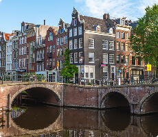 Foto do Leidsegracht na Holanda