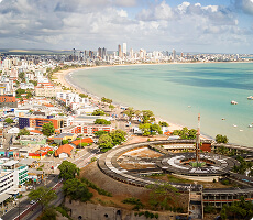 Foto da vista aérea da orla de João Pessoa